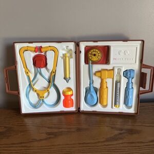 Vintage 1977 Fisher Price Medical Kit Complete with Brown Case